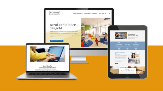 ollage mit Ansichten der Website von Sandburg in verschiedenen Monitoren