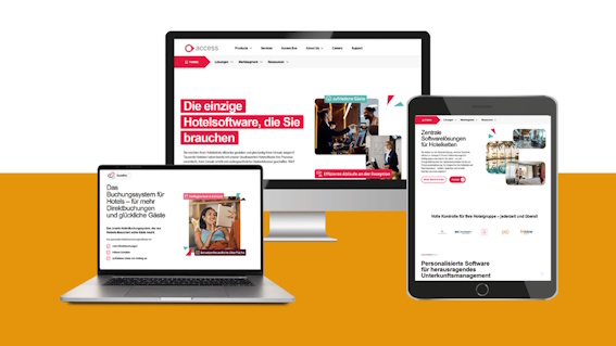 Collage mit Ansichten der Website von The Access Group in verschiedenen Monitoren
